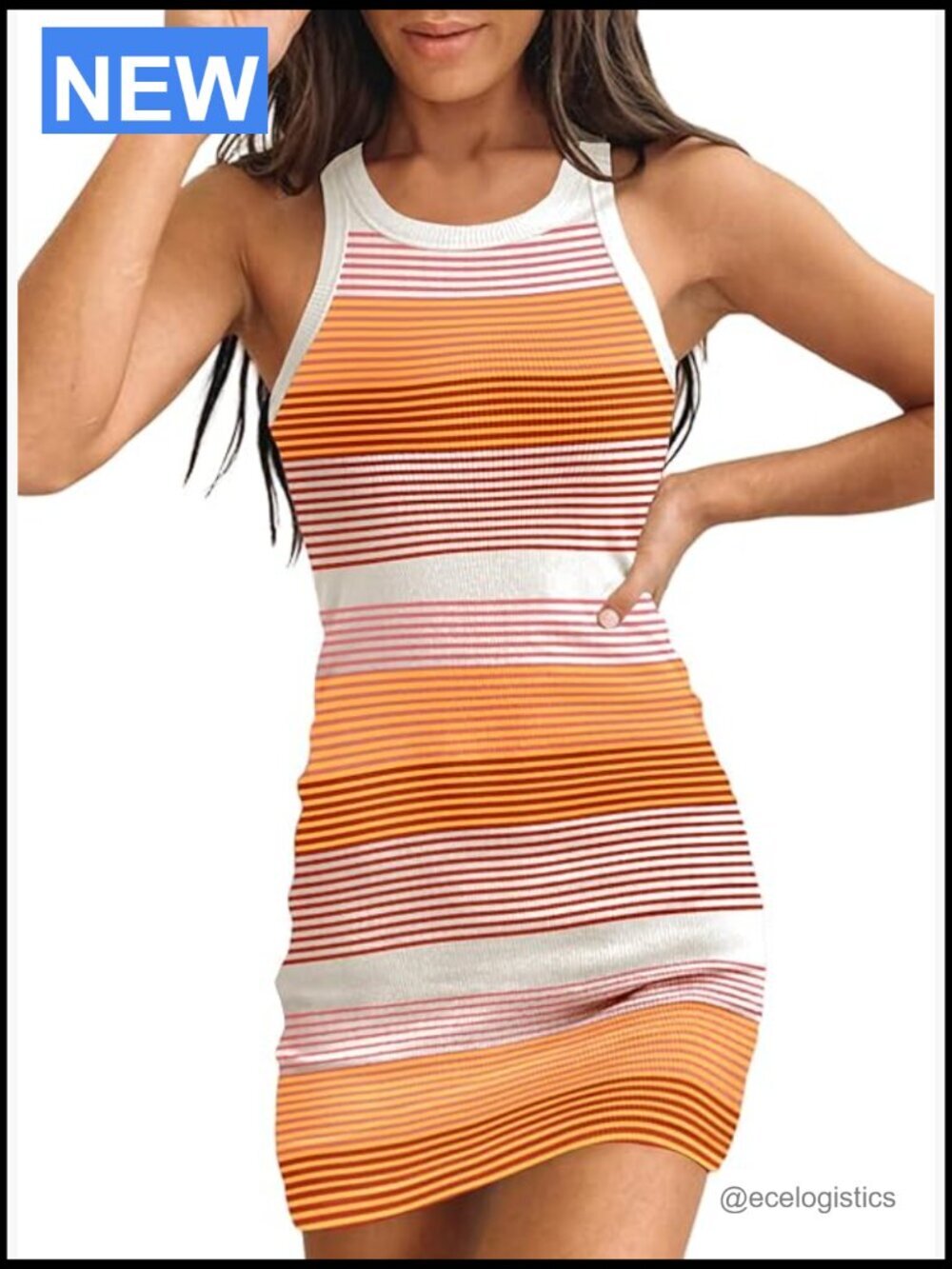 Ribbed Scoop Neck Sleeveless Tank Bodycon Mini Dress